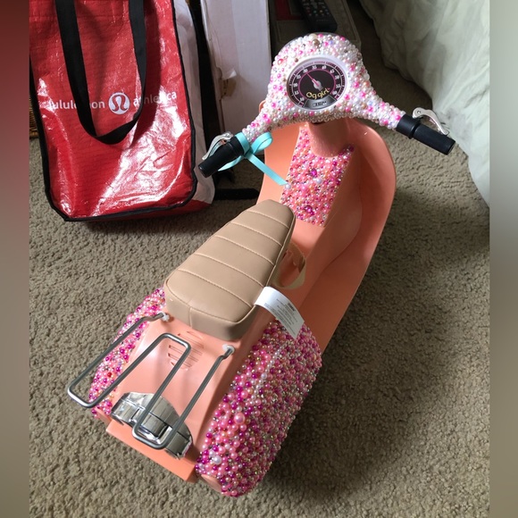 Pink Bling American Girl Our Generation) Doll Scooter & Helmet Customized - Picture 5 of 9